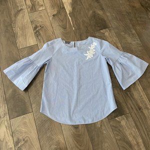 Van Heusen Pin Stripe Bell Sleeve Blouse